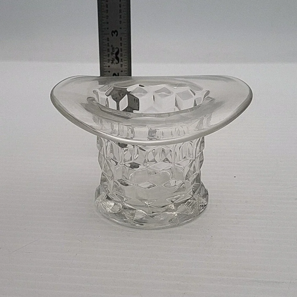 Fenton & Fostoria Diamond‎ & Daisy & Button Top Hat Figurine Trinket Bowls